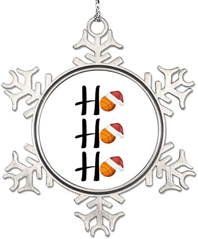 Ho Ho Ho Ho Ho Basketball Snowflake Ornaments Christmas Hat Basketball Christmas Decorations for Tree Personalized Christmas Ornaments 2022 Metal Souvenir Gifts for Family Friend Women Anniversary