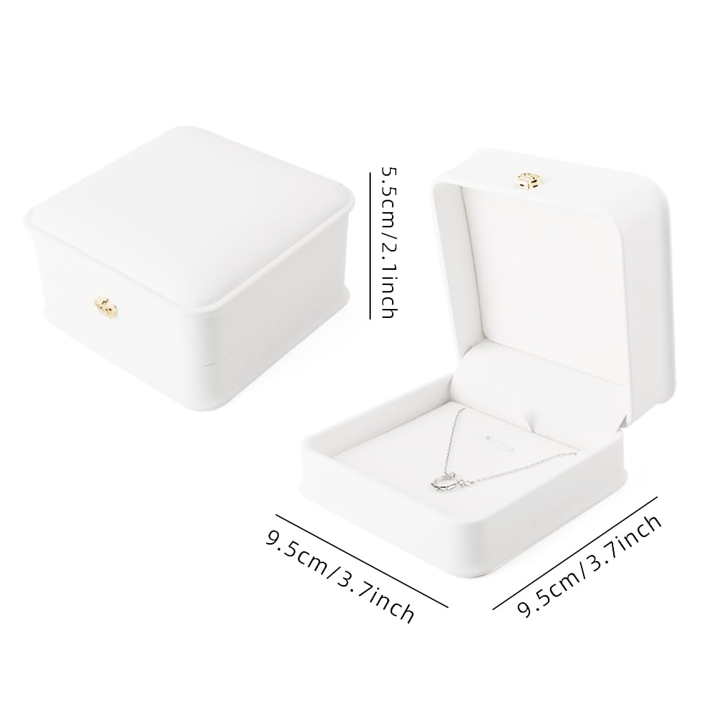 iSuperb 2 Pcs Necklace Pendant Box Velvet Interior Bracelet Jewelry Gift Box Chain Necklace Display Storage Case for Engagement Proposal