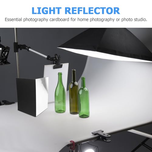 Healeved 2pcs Photography Reflector Boards Foldable Light Reflector Cardboard for Camera Accessories Studio Photo Shoot Lighting Control with Black and White Surfaces, Suitable for Product