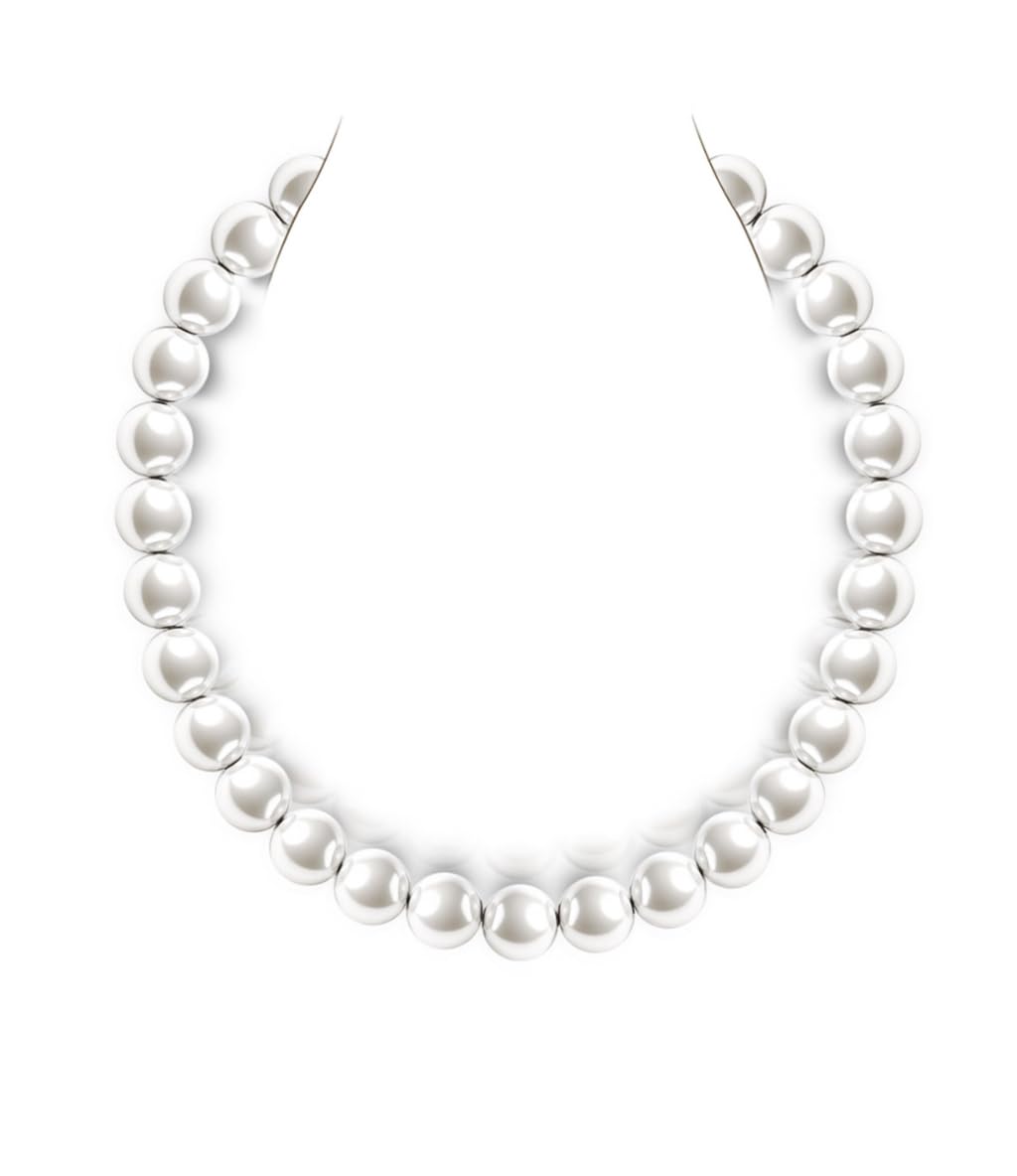 Raneecoco HYPER LUSTER Sterling Silver 10mm White Round Simulated Pearl Necklace for Women | Dainty 16 inch Pearl Choker Necklace | Gift Ready for Wedding