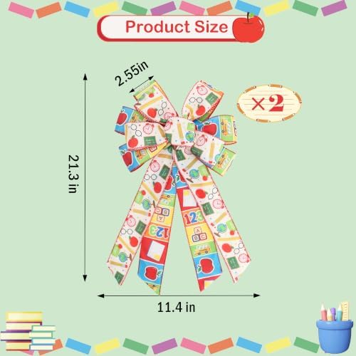 2PCS Large Back to School Wreath Bows for Front Door Bulletin Board Decor