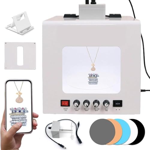Mini Photo Studio Light Box, Dimmable 360° Turntable Jewelry Shooting Tent Softbox, Electric Rotating Dimmable Photography Tent Kit with Brightness Adjustable, Removable Black Background(Tv30) - size: Tv30