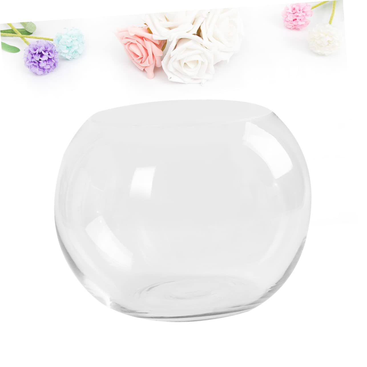 Ipetboom Transparent Hydroponic Glass Vase Rounded Desktop Plant Holder for Home Office Hotel Decor Smooth Rust Resistant Surface Fish Tank Terrarium Centerpiece
