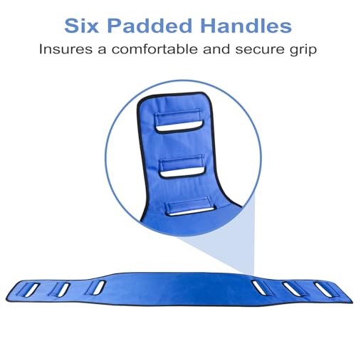 Transfer Belt Transfer Sling - Padded Gait Belt - Heavy Duty Patient Lift, Mobility Standing and Lifting Aid for Disabled, Elderly, Injured - Safely Move from Bed and Wheelchair (Blue) - color: Blue 2