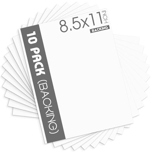 Mat Board Center, 10 Pack 8.5x11 White Backing Boards, Cardboard Backing for Frames, Prints, Arts, Photos and More - size: 8.5x11