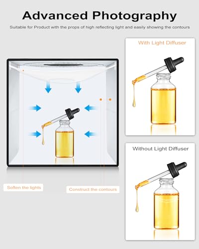 Light Box & Photo Box Photography Portable 12"x12" Studio Kit with 120 LEDs & 6 Backdrops for Jewelry & Small Product Photography – Dimmable, Versatile, Compact by FotStdio - size: 12"x12"x12"