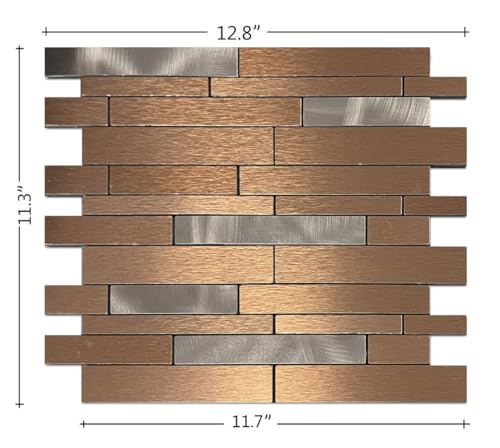 10-Sheet Peel and Stick Backsplash Tile, PVC Mixed Meta,l Stick on Kitchen, Bathroom Vanities, Fireplace Décor, Laundry Table(11.3" X 11.7") (10, Bronze) - color: Bronze