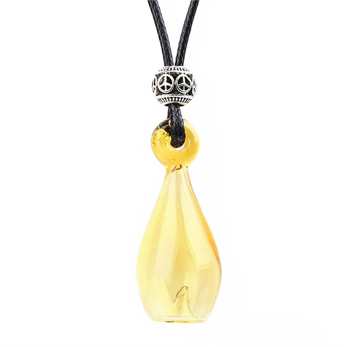 Diffuser Perfume Refillable Coloured Handmade Essential Oil Bottle Pendant Necklace Glass Vial Pendant Unique Gift (Light Yellow)