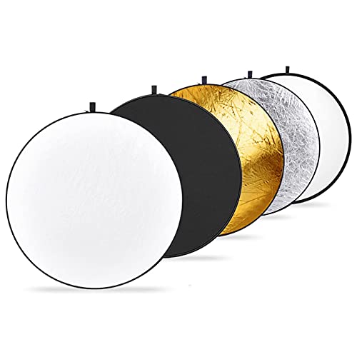 NEEWER 22 Inch/60 Centimeter Light Reflector Light Diffuser 5 in 1 Collapsible Multi Disc with Bag - Translucent, Silver, Gold, White, and Black for Studio Photography Lighting and Outdoor Lighting - size: 60cm