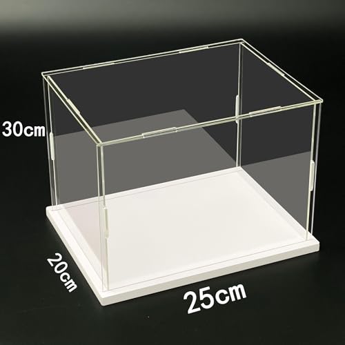 Clear Acrylic Display Case, Assemble Cube Display Box Stand with PVC Material White Base, Dustproof Protection Showcase for Collectibles Memorabilia Figurines (10*8*12inch;25*20*H30cm) - size: 10 x 8 x 12 in