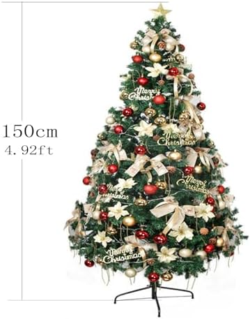 Artificial Christmas Tree Upgrade with Xmas Tree (All Ornaments on The Tree Included) Christmas Tree Stand Metal Hinges & Foldable Base, for Home, Office, Party