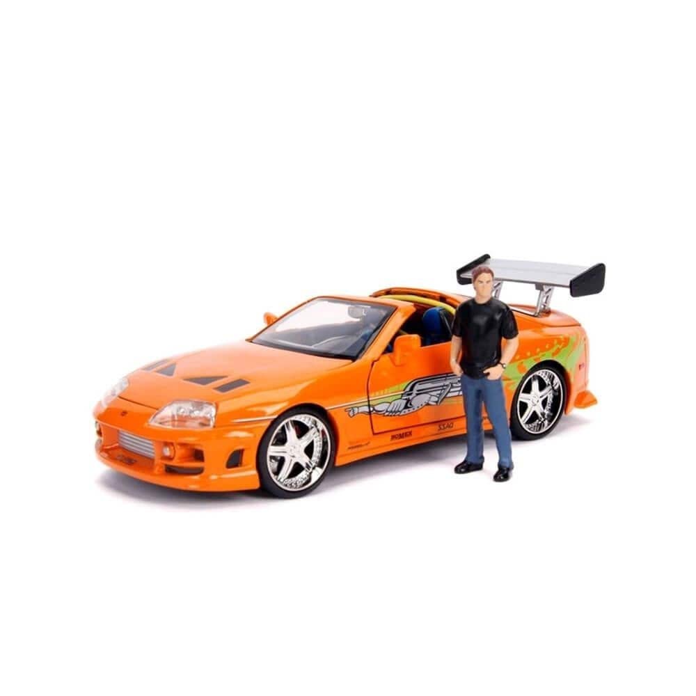 Jada Fast & Furious Brian’s 1995 Toyota Supra Diecast Model – 1:24 Scale Durable Die Cast Car – Includes Brian O' Conner Figure – Perfect for Collectors and Kids
