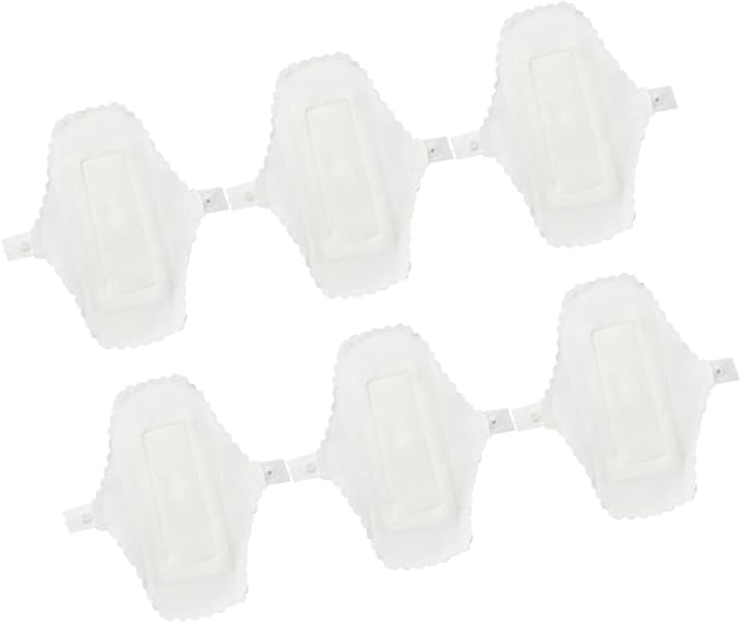 6Pcs Washable Reusable Sanitary Pads Menstrual Cloth Liners for Women White Period Pads for Everyday Use