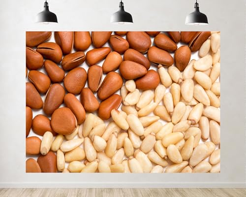 Trykid 20x10ft Pine Nuts Nut Closeup Backdrop Natural Food Texture Photography Background Kitchen Decor Party Decoration Tapestry Photo Booth Prop Fabric - size: 20x10ft