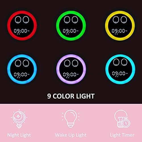 Kids Alarm Clock, Toddler Sleep Training Clock with Night Lights, Sound Machine, Time to Wake Dinosaur Alarm Clock for Children, Gift Ideas for Kids Toddler Boy Girl (Pink)