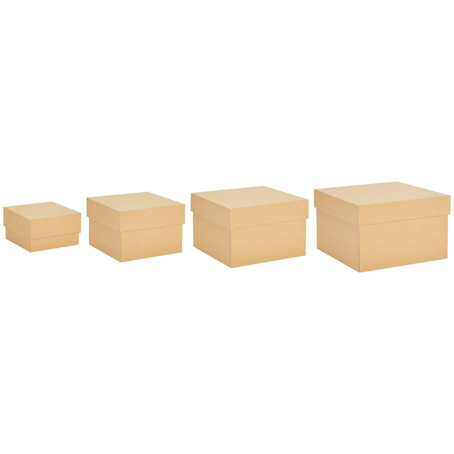 Stockroom Plus Square Nesting Boxes With Lids - Kraft Brown, Paperboard, 4-Pack, 6.5-3.5 In - Cardboard Nesting Gift Boxes for Presents & Party Favors