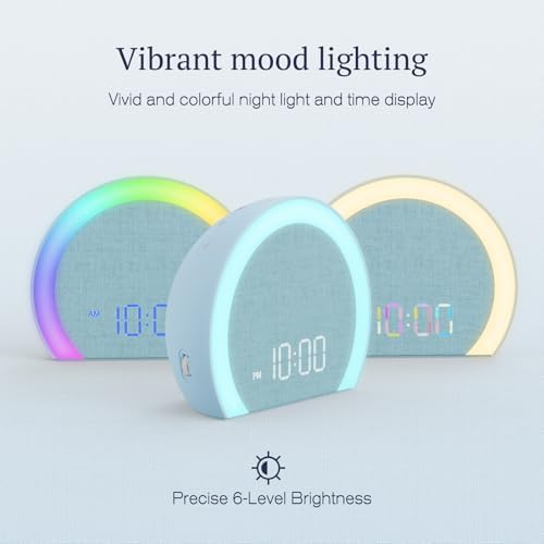 ANJANK Super Loud Alarm Clock with Wireless Bed Shaker, Vibrating Dual Alarm with Light Wake Up for Heavy Sleepers & Hearing Impaired, 9-Color Night Light, 8 Sounds, 0-100% Dimmer, USB Charger