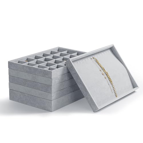 Oirlv Velvet 7 Slots Ring Earrings Studs Tray Showcase Display Jewelry Organizer - size: 7 Slot Ring Display
