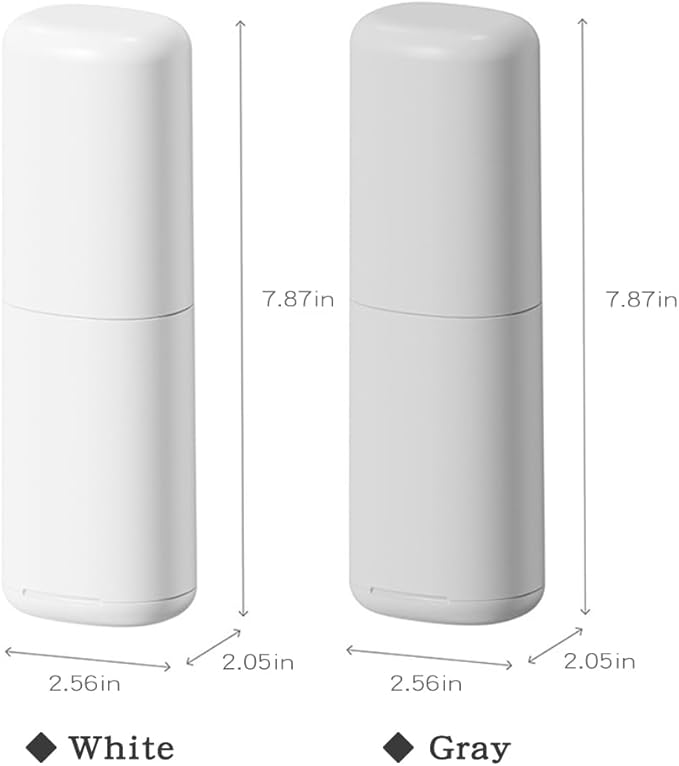 Toothbrush Travel Case, Portable Tooth Brush Holder and Toothpaste Cover, Plastic Travel Toothbrush Cup with Cover, Compact Storage Container for School Camping Business Trip Bathroom (White)