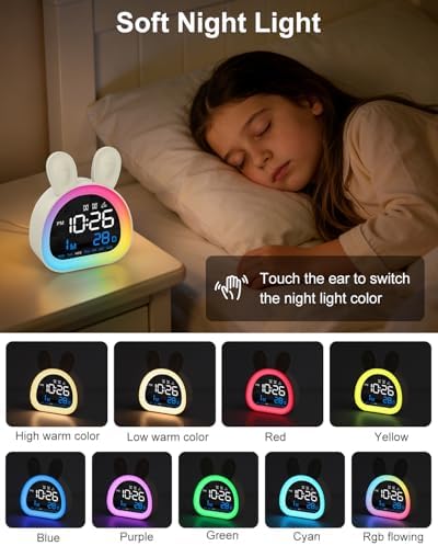 Alarm Clock for Kids, Ok to Wake Up Clock with 9 Color Night Light, Dual Alarms, 5 Level Volume & Brightness Adjustment, 6 Ringtones, Bedroom Alarm Clock for Toddlers, Teens, Girls Gifts