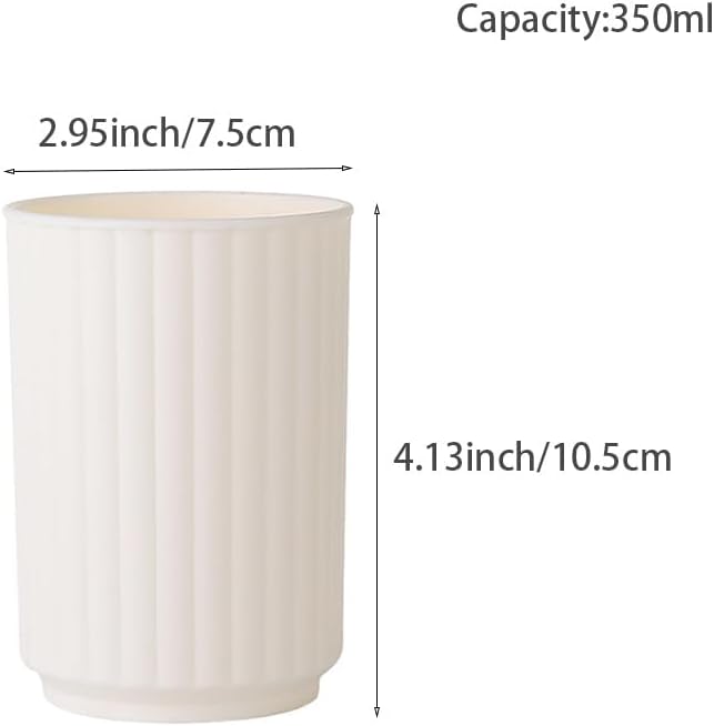 Wide Striped Toothbrush Cup 2Pcs, Simple Couple Toothbrush Cup, Large Capacity Bathroom Cup, Juice Cup, Reusable Water Cup (White&Green)