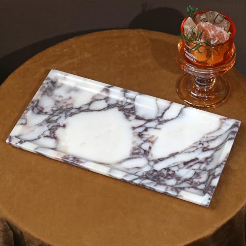Natural Marble Tray, Coffee Table, Food, Fruit, Paper Cup, Cake Display, Coffee bar, Family Gatherings, Seasonal Holiday Decoration Tray(Viola-rectangle-11 x5 x0.7) - color: Viola-rectangle-11"x5"x0.7"