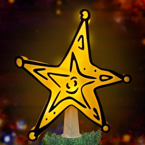 Christmas Tree Topper,Christmas Decorations,Make Your Whobilation Tree Come to Life with This Topper,8.2” Christmas Star Tree Topper for Holiday Christmas Tree Decor (Battery-Operated-1)