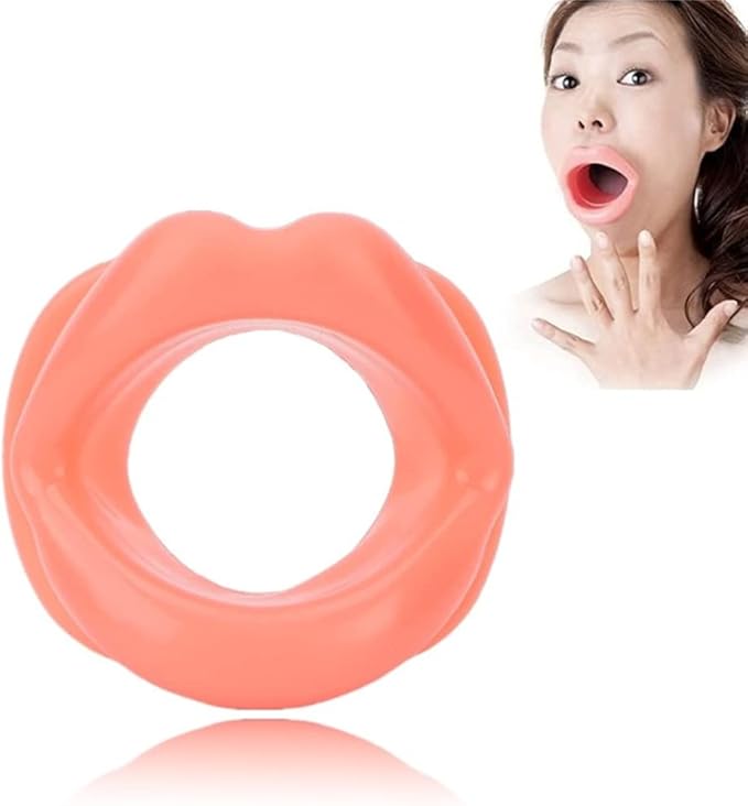 Dioche Oral Mouth Muscle Massage Tool Silicone Face Slimming Tightening Smile Trainer Lip Exerciser for Muscles Stretching Lifting Exercise Lips Traine, Red