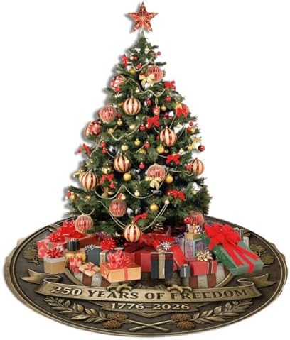 Vintage Eagle Christmas Tree Skirts 30", 250 Years of Freedom Xmas Tree Cloth Mats Trees Skirts for Decor Gift, Home Decoration