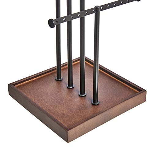 Amazon Basics Four-Tier Jewelry Organizer Tree Stand, Necklace Earring Bracelet Holder with Ring Storage, Walnut/Black - color: Walnut/Black, style: Tree Stand