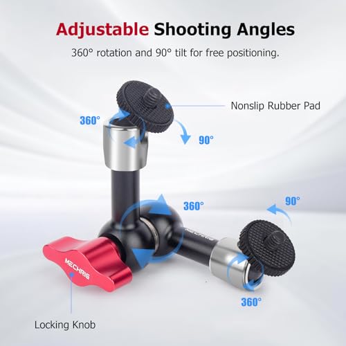 7" Cold Shoe Magic Arm with 360° Ball Joint & 1/4" Screw, Adjustable Stainless Steel Friction Arm for Camera Cage LED Light Microphone Monitor – DSLR Vlog Photography-87001 - size: 7" Magic Arm