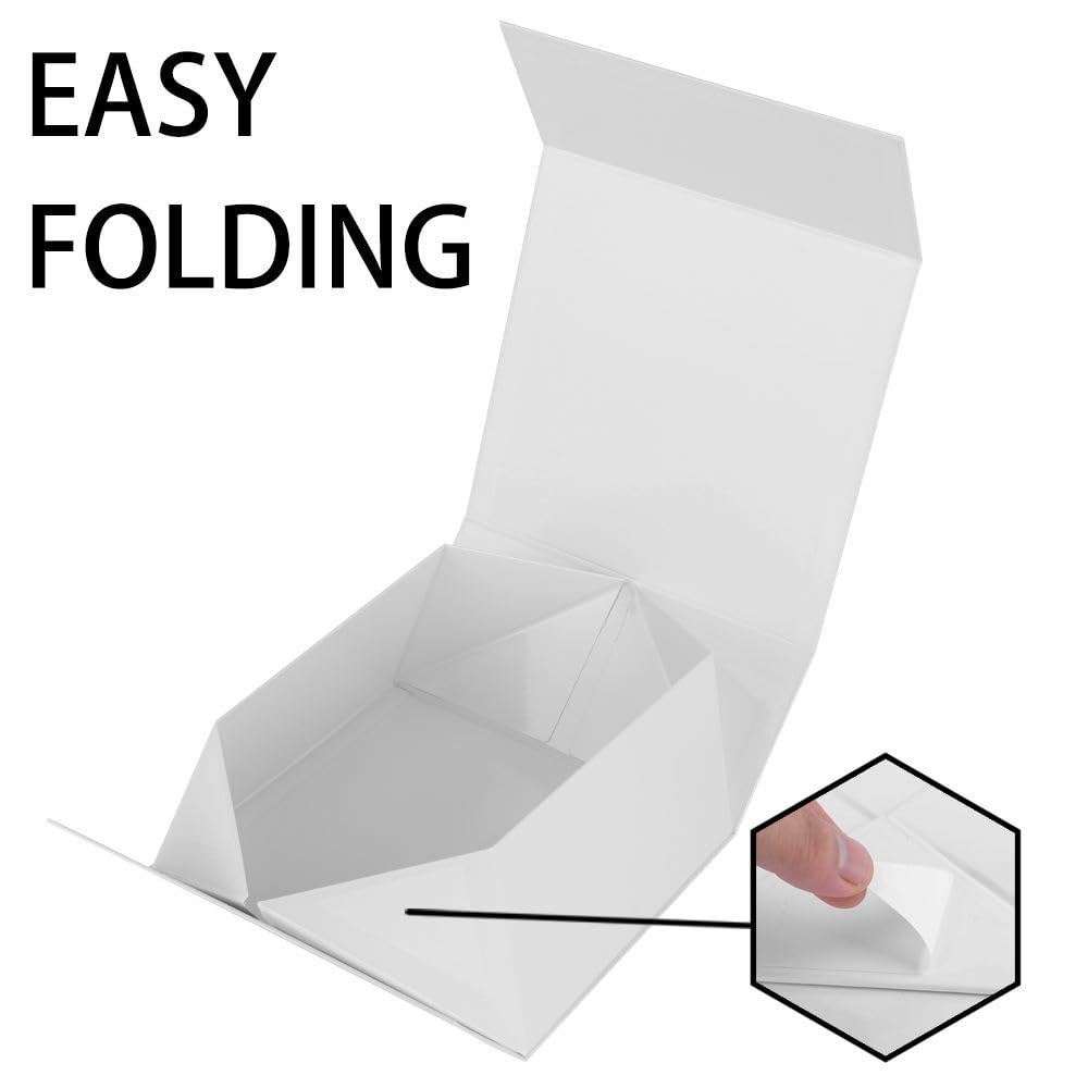 PLINJOY Magnetic Gift Box 15 Pack White Small Gift Box with Lids Closure in Bulk, Luxury Cardboard Gift Boxes for Presents,Bridesmaid Proposal,Packaging for Small Business,Parties,Bulk 8x8x4
