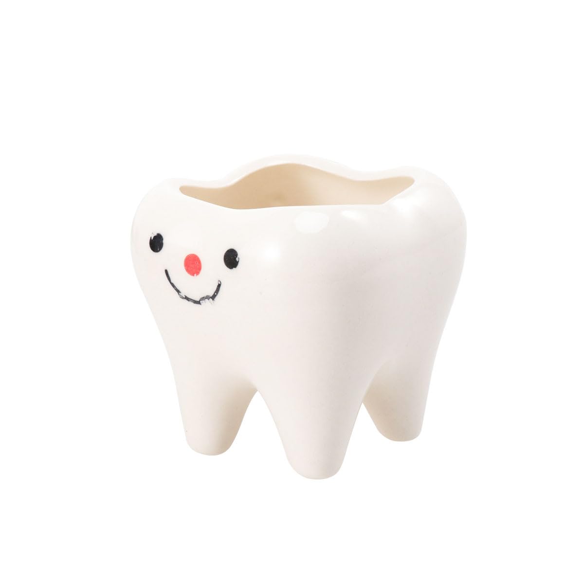 Amosfun Mini Tooth Shaped Ceramic Flower Pot Set 2 Pack - 2.54 Inch Succulent Planters for Home Office Desk Decor and Small Plant Display