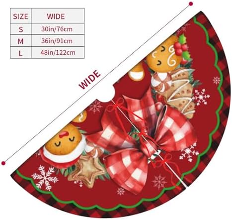 Buffalo Check Merry Christmas Gingerbread Man Wreath 36 Inch Christmas Tree Skirt Carpet Mat Funny Party Decor Supplies for Xmas Halloween Ornament Decorations Occasion