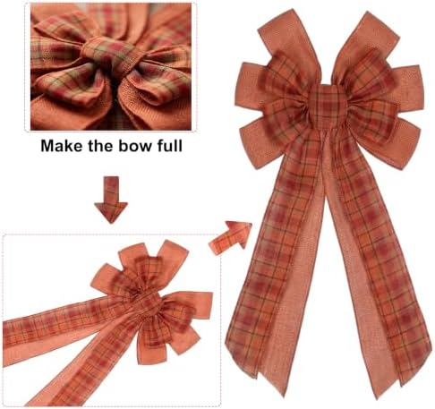 2 PCS Large Fall Bows for Wreath Fall Wreath Bow Tree Topper Bow
