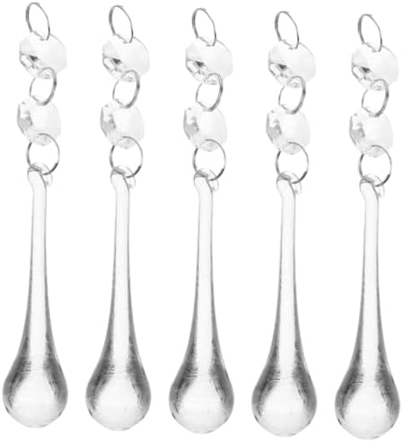 jojofuny 5pcs Pendant Light Natural Crystals Crystal Decoration for Lamp Romantic Wedding Decor
