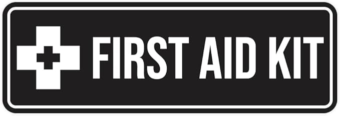Standard First Aid Kit Sign (Black) - Medium (5 Pack)