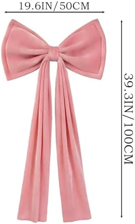 Extra-Large Pink Velvet Bow 1Pc 19.6 * 39.3 inch, Ultra-Thick Velvet Fabric for Wedding Arches, Large Christmas Tree Topper, Giant Wreaths, Statement Party Decor