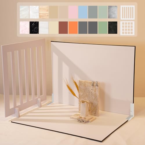 Yoocheese Photo Backdrop for Product Photography - Tabletop Backdrop Kit with 20 Background Patterns & 2 Shadow Board Props for Food, Jewelry, Cosmetics, Skincare & Small Products - 16.5x11.7 Inch - color: Light