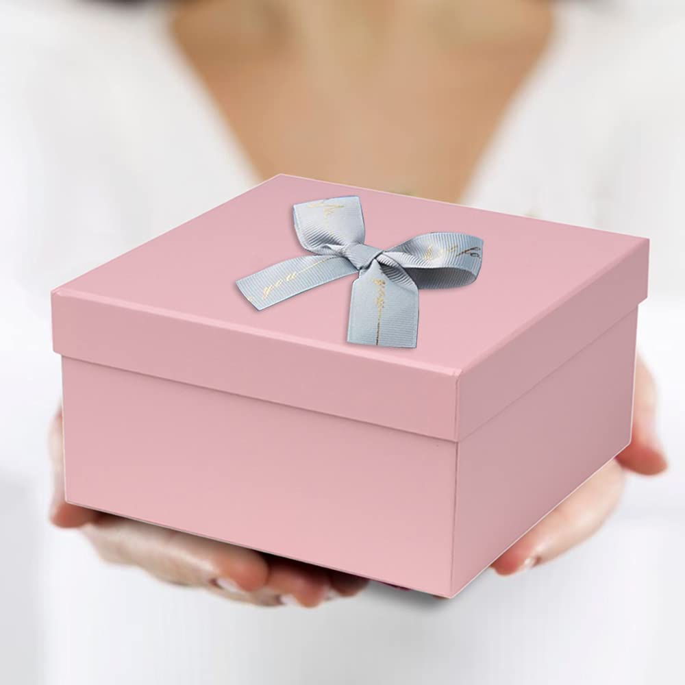 Briful Square Gift Boxes with Lids Set of 4 Pink Gift Box Assorted Sizes Nesting Gift Boxes for Presents Birthday Bridesmaid Wedding Valentines Christmas Party Favor Boxes