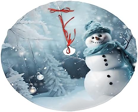Christmas Snowflake Snowman Christmas Tree Skirts 36", Xmas Tree Cloth Mats Trees Skirts for Decor Gift, Home Decoration