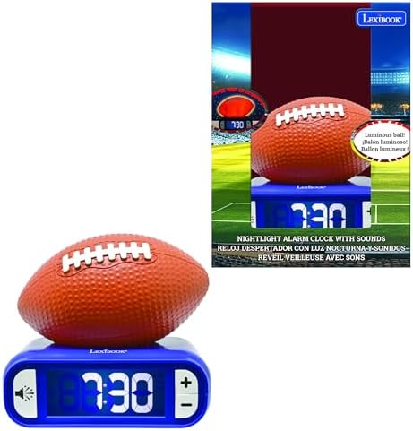 LEXiBOOK, American Football Nightlight Alarm Clock, RL800SO