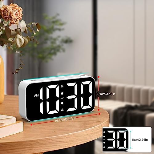 Topski Loud Alarm Clocks for Bedrooms Heavy Sleepers, Digital Bedside Clock with Night Light, Large Display, Dual Alarm, Snooze, Dimmable for Kids Teens Boys Girls