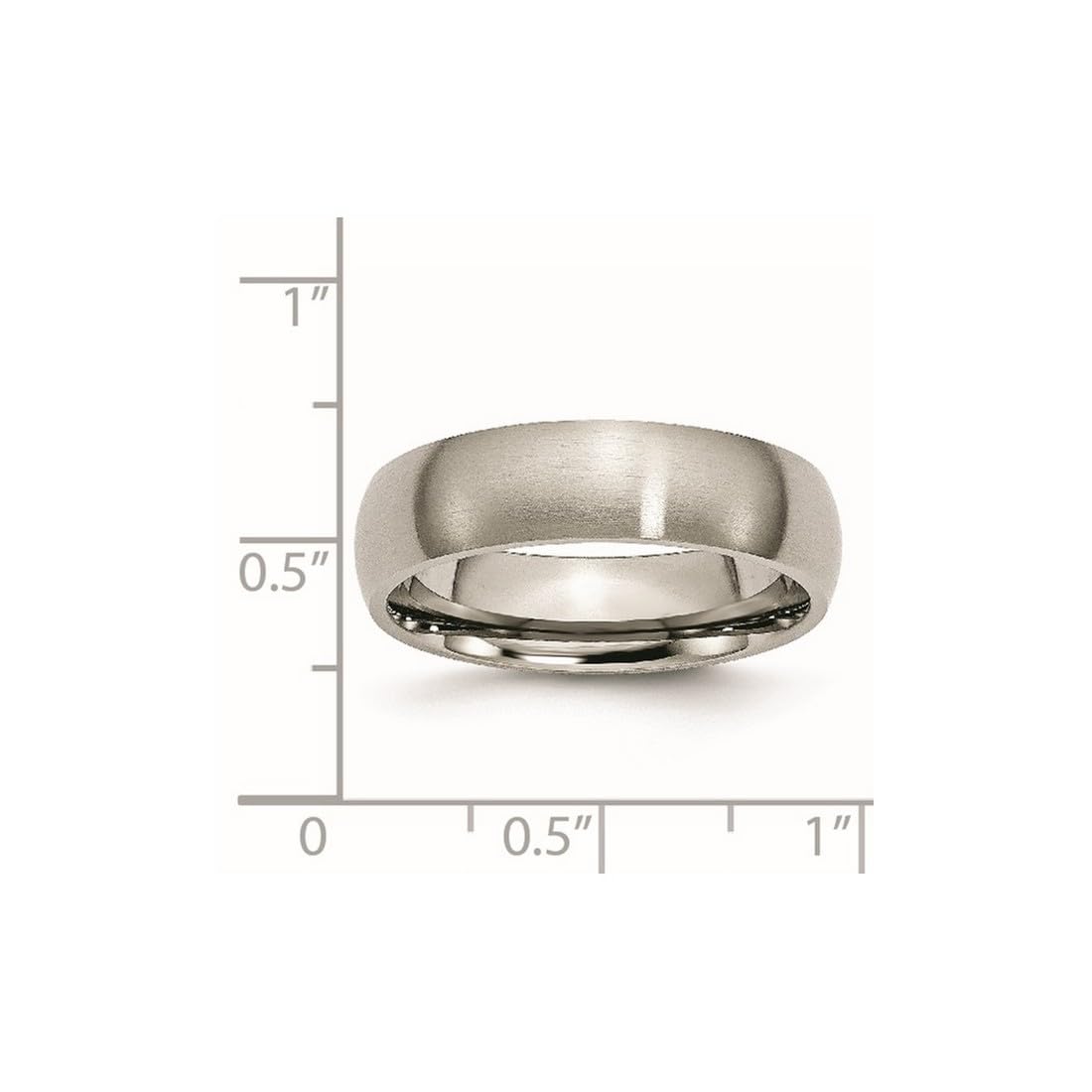 JewelryWeb Titanium Half Round 6mm Brushed Band Ring Size 6 Ring for Women and Men