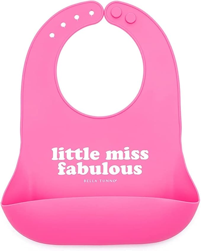Bella Tunno Wonder Bib - Adjustable Silicone Baby Bibs for Girls, Durable and Waterproof BPA Free Silicone, Little Miss Fabulous