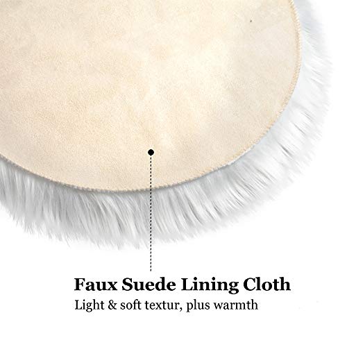 IVON 4pcs 15.5'' White Round Faux Fur Rug, Fluffy Soft Rug Cushion for Chair, Background for Nail Desk Photos - color: 4pcs White