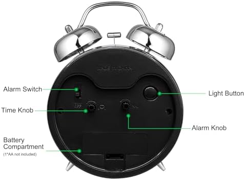 AYRELY?? Super Loud Alarm Clock for Heavy Sleepers Adults, Metal 4.5 Inches