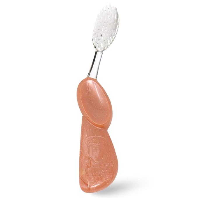 RADIUS Toothbrush Big Brush with Replaceable Head, Right Hand, Soft in Coral Sparkle, BPA Free and ADA Accepted, Designed to Improve Gum Health and Reduce The Risk of Gum Disease