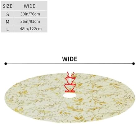 Yellow Leaves Branches Flowers Christmas Tree Skirts 36", Xmas Tree Cloth Mats Trees Skirts for Decor Gift, Home Decoration