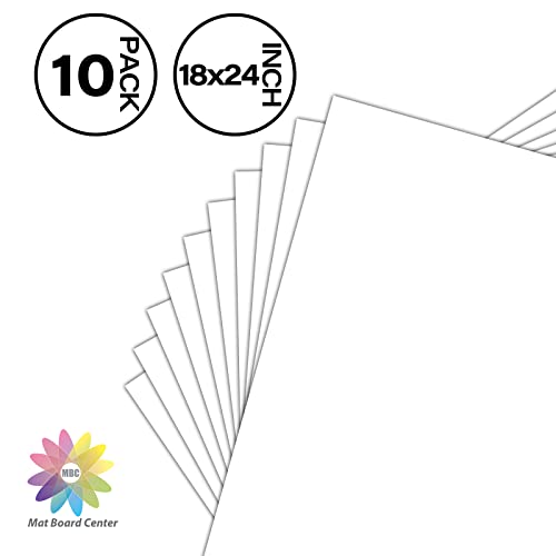 Mat Board Center, 10 Pack 18x24 White Backing Boards, Cardboard for Arts, Prints, Frames, Photos and More - size: 18x24